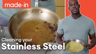 How To Properly Clean Stainless Steel Pans  Made In Cookware [upl. by Acilgna]