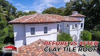 Before and After ReRoof Installation  Spanish S Clay Tile  Coral Gables FL [upl. by Aihseya]