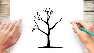 How To Draw Tree Silhouette Step by Step TreeDrawing [upl. by Flin496]