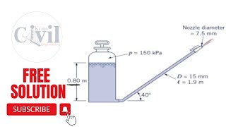 Determine the flowrate if the losscoefficient for the nozzle is 075 and the friction factor is 011 [upl. by Basset]