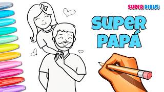 Como Dibujar a PAPÁ E HIJA Dia del Padre  FACIL Paso a Paso [upl. by Atinehs]