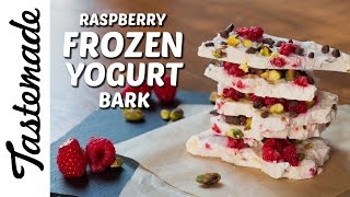 Raspberry Frozen Yogurt Bark l Jen Phanomrat [upl. by Ennaer]