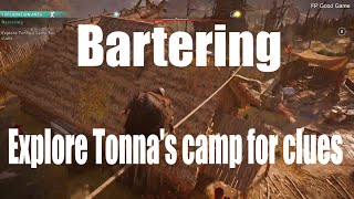 Assassin’s Creed Valhalla Bartering  Explore Tonnas camp for clues [upl. by Nimocks426]