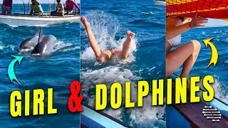 Girl Jumps in Water to Swim with Dolphines [upl. by Tegirb]