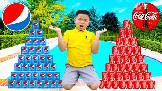 Wendy y Alex Fingen Jugar Desafío de Coke Vs Pepsi para Niños I Juegos Divertidos para Niños [upl. by Ynaffital]