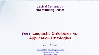 Jarrar Lexical Semantics and Multilingualism Part 15 [upl. by Alleuol]