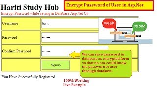 Encrypt Password while saving in Database on Signup AspNet C  Hindi  Free Online Learning Class [upl. by Mercier232]