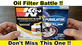 KampN HP2009 Oil Filter Cut Open vs Purolator One PL20195 Oil Filter Cut Open [upl. by Ahsykal]