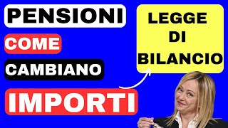 PENSIONI👉I NUOVI IMPORTI AUMENTI E TAGLI DOPO LA LEGGE DI BILANCIO✅ [upl. by Bernete624]