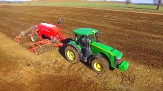 Siembra de avena John Deere 8R  Horsch Pronto 6 as Chile 2018 [upl. by Odrarej]