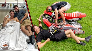 BackYard PIT BIKE RACE GONE WRONG Huge WRECK [upl. by Leeland]