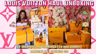 Louis Vuitton Unboxing  10000 LV haul onthego GMbandeautime out sneakersbag charmearrings [upl. by Torosian]