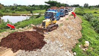 Starting a new project Complete100 Landfill by Bulldozer D21PG Komatsu Pushing Dirt amp 5ton Truck [upl. by Niboc]