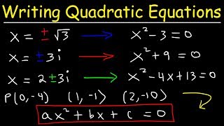 Writing Quadratic Equations In Vertex Form amp Standard Form Given 3 Points [upl. by Nothgierc]