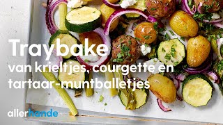 Traybake van courgette en tartaarmuntballetjes  Recept  Allerhande [upl. by Alley]