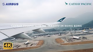 4K Cathay Pacific A350900 Takeoff at Hong Kong International Airport Runway 07R [upl. by Ayhtak]