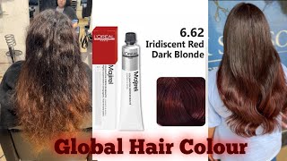 How To Global Hair Colour  662 Loreal  426 Loreal  Iridescent Red Dark Blonde  Tutorial [upl. by Anwadal81]