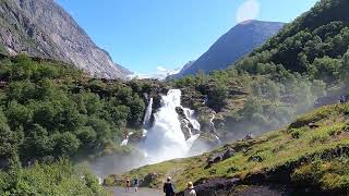 Jostedalsbreen National Park complete walk Briksdal glacier to coach park x4 speed UHD 4K June 2023 [upl. by Akcir]