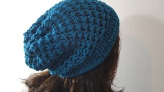 Tutorial on How to Loom Knit a Slouchy Beanie Hat [upl. by Aratahs12]