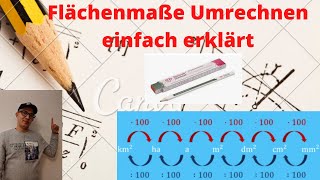 Flächenmaße umrechnen  einfach erklärt  km² ha a m² dm² cm² mm² [upl. by Cristina448]