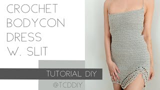 Crochet Bodycon Dress With Slit  Tutorial DIY [upl. by Deana]