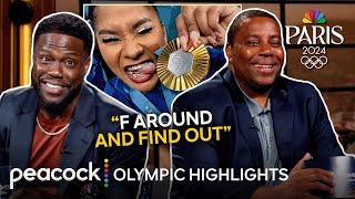 Gold Medalist Jordan Chiles Shows Off Grillz With Kevin Hart amp Kenan Thompson  Olympic Highlights [upl. by Moss]