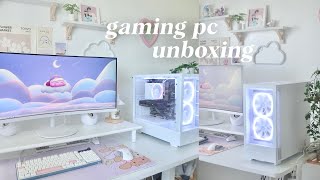 unboxing my gaming PC 🌸☁️ desk setup  nzxt player one prime rtx 4060Ti [upl. by Ajssatsan207]