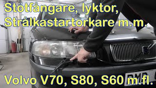 Demontering strålkastartorkare amp stötfångare Volvo V70 S80 mfl [upl. by Ahsenev]