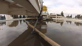 Entech Design Sludge Blanket Sensor in a clarifier with a surface skimmer [upl. by Ylrad]