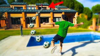 TIROS IMPOSIBLES CHALLENGE EN NUESTRA MANSION EXTREME GARDEN FOOTBALL CHALLENGES [upl. by Ennylcaj]