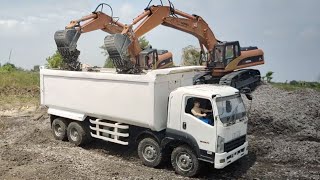 MOBIL TRUK TRINTON TRIBAL MUAT PASIR ISUZU GIGA SCANIA DAN EXCAVATOR RC [upl. by Eversole878]