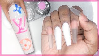 Acrylic Nails Tutorial  Louis Vuitton Nail Art Nail Tutorial  How To Acrylic Nails with Nail Forms [upl. by Cherye]