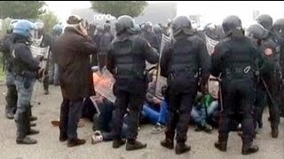 IKEA workers clash with police in Italy [upl. by Dorelle]