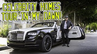 Celebrity homes tour around Beverly Hills in a Rolls Royce Dawn [upl. by Libbey]