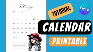 Calendar Tutorial Canva  Printable Calendar Monthly Calendar [upl. by Bernette]