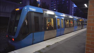 Sweden Stockholm subway night ride from Ropsten to Axelsberg [upl. by Rosenzweig]