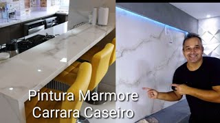 PINTURA MÁRMORE CARRARA CASEIRO  Pintura imitação Mármore  MARBLE PAINTING  DIY MAMORE CASEIRO [upl. by Sibylle]