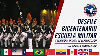 Bicentenario de Escuela Militar de Chile y Ceremonia entrega de espadines  Desfile de honor [upl. by Airebma]