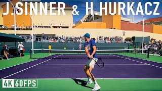 Jannik Sinner v Hubert Hurkacz  2023 IW Practice Court Level 4k 60fps [upl. by Limhaj]