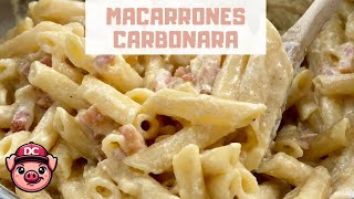 Macarrones a la Carbonara 🥓 ¡Receta con Nata Bacon y Huevo [upl. by Odnalra]