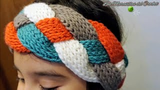 🌈 DIADEMA tejida a CROCHET Trenzada combina tus sobrantes LasMaravillasdelCrochet [upl. by Htbazile]