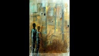 Abstract Painting Tutorial  Abstrakte Acrylmalerei Collage [upl. by Lothaire]