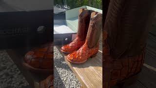 Lucchese Brooks Pirarucu Boots  Chocolate  Cognac lucchese boots westernboots cowboyboots [upl. by Fernando]