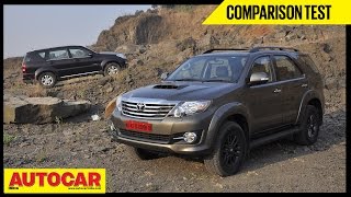 Toyota Fortuner 4X4 AT VS Ssangyong Rexton RX7  Comparison Test  Autocar India [upl. by Elleiand]