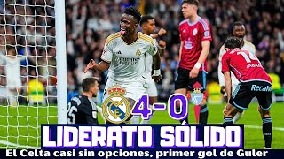 VINICIUS Y RUDIGER ASIENTAN EL LIDERATO DEL REAL MADRID ANTE EL CELTA PRIMER GOL DE GULER CLAVES [upl. by Sonja]