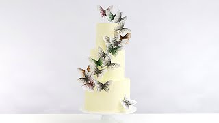 HOW TO MAKE WAFER PAPER BUTTERFLIES │ NO ALCOHOL │MODERN CAKE DECORATING TRENDS │CAKES BY MK [upl. by Lajes]