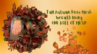 Fall Autumn Deco Mesh Wreath ONE ROLL OF MESH Crafting with Hard Working Mom How to [upl. by Allanson42]