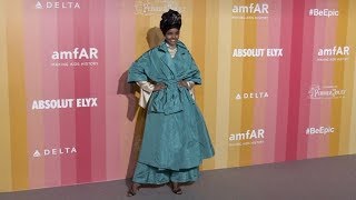 Halima Aden on the red carpet for the amfAR Milan Fashion Week Gala in Milan [upl. by Zeculon262]