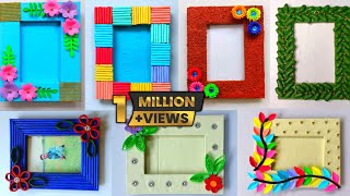 7 Easy and quick Photo frame Making ideas  Beautiful handmade Photo frames for Wall [upl. by Akihsat]