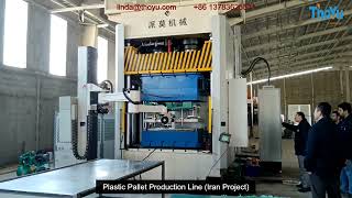 Plastic Pallet Molding Machine at Iran site Waste Plastic Recycling [upl. by Ranie]